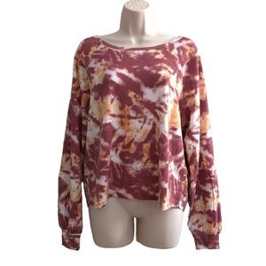 𝅺wildfox Sweat Dry Rose Apricot Tan Washed Tie Dye Sweatshirt